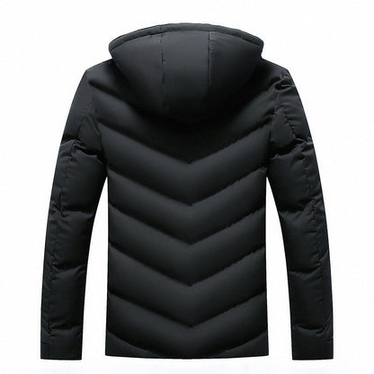 Heren Winterjas Gewatteerd met Capuchon en Rode Ritssluiting