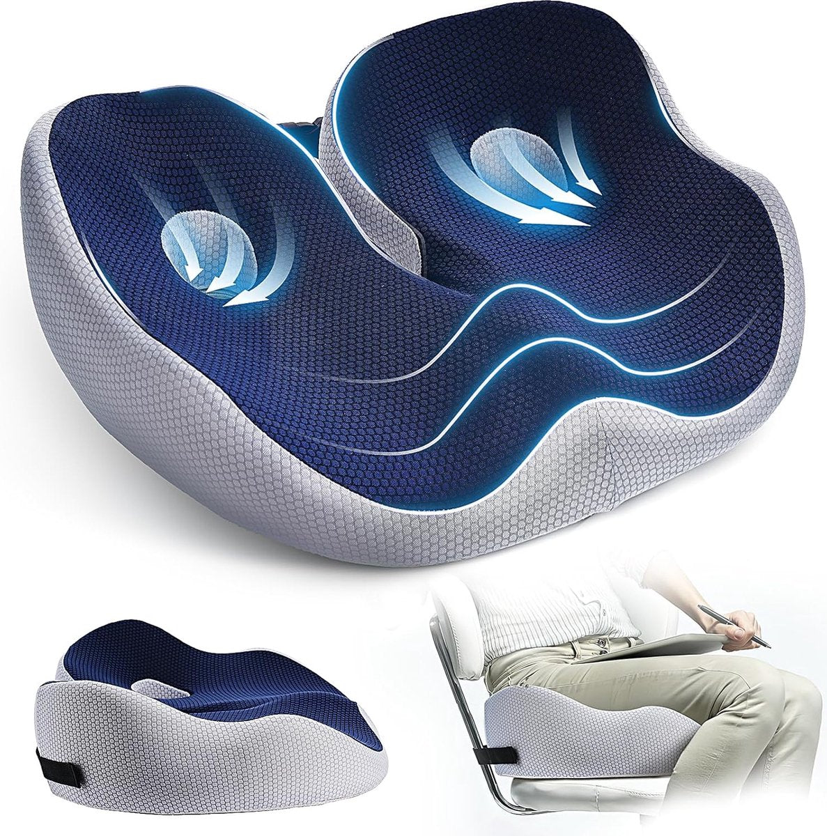 ZitComfort Ergonomisch Zitkussen – Traagschuim voor Lang Zitten