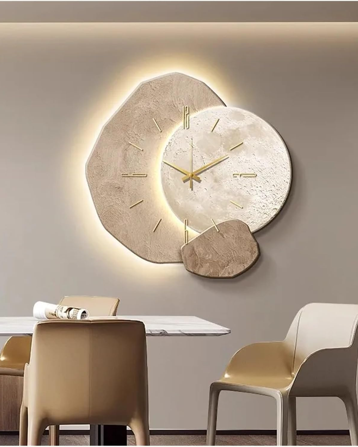 Maanlicht Wandklok – Japandi Design voor Modern Interieur
