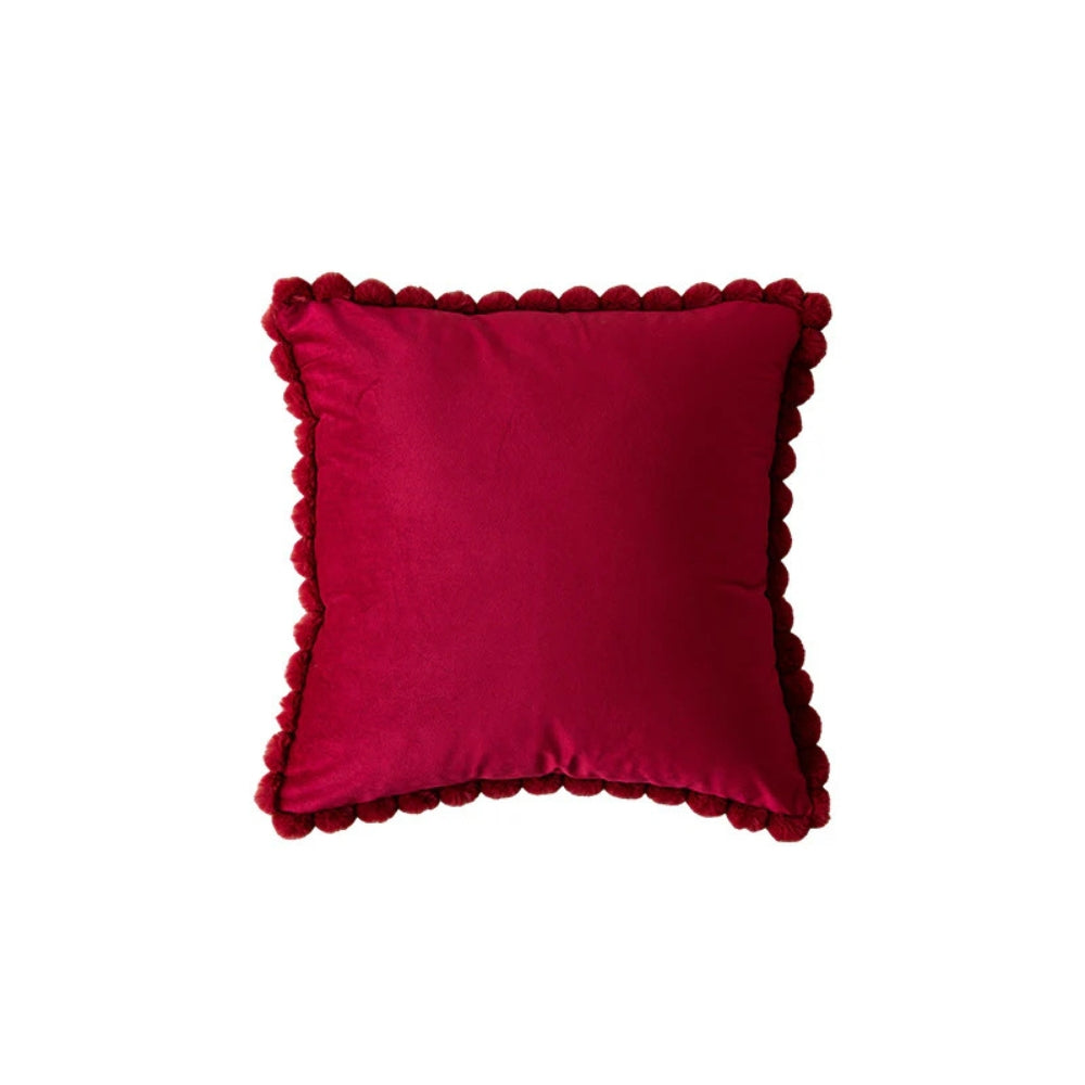 Fluwelen Kussenhoes met Pompons – Decoratieve Hoes voor Bank