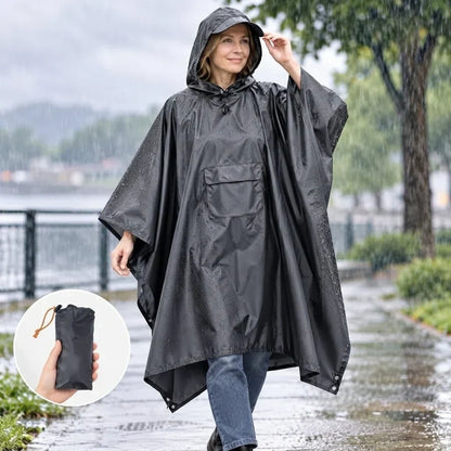 Regenrust – Ruime regenponcho met rugzakbescherming en opbergtas