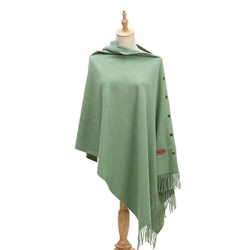Dames Ponchojas met Knopen – Elegante Gebreide Lente & Herfst Stijl