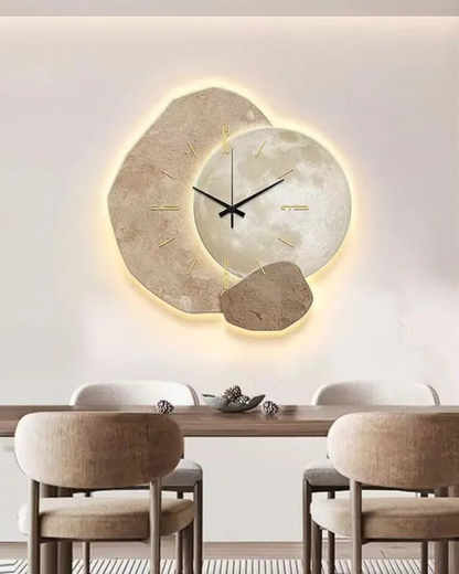 Maanlicht Wandklok – Japandi Design voor Modern Interieur