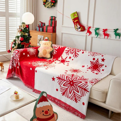 KerstSneeuw Bankhoes – Feestelijke Sofahoes voor Bank en Stoel