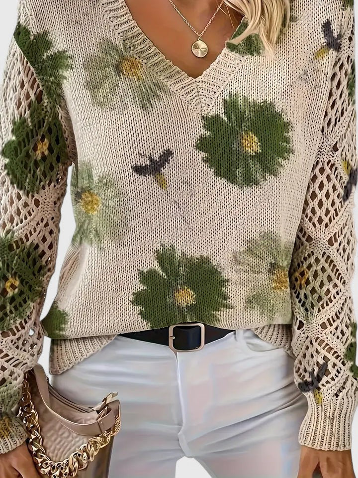 LavendelBloesem Elegante Dames Cardigan Bloemen V-hals Vest Comfort