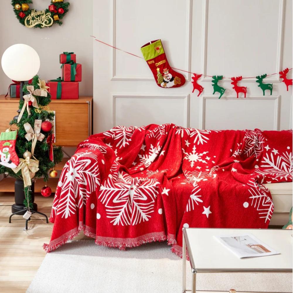KerstSneeuw Bankhoes – Feestelijke Sofahoes voor Bank en Stoel