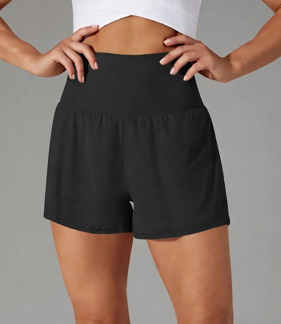 Lyvera Dames 2-in-1 Sportshort – Ademend Hardloopshort met Binnenbroek