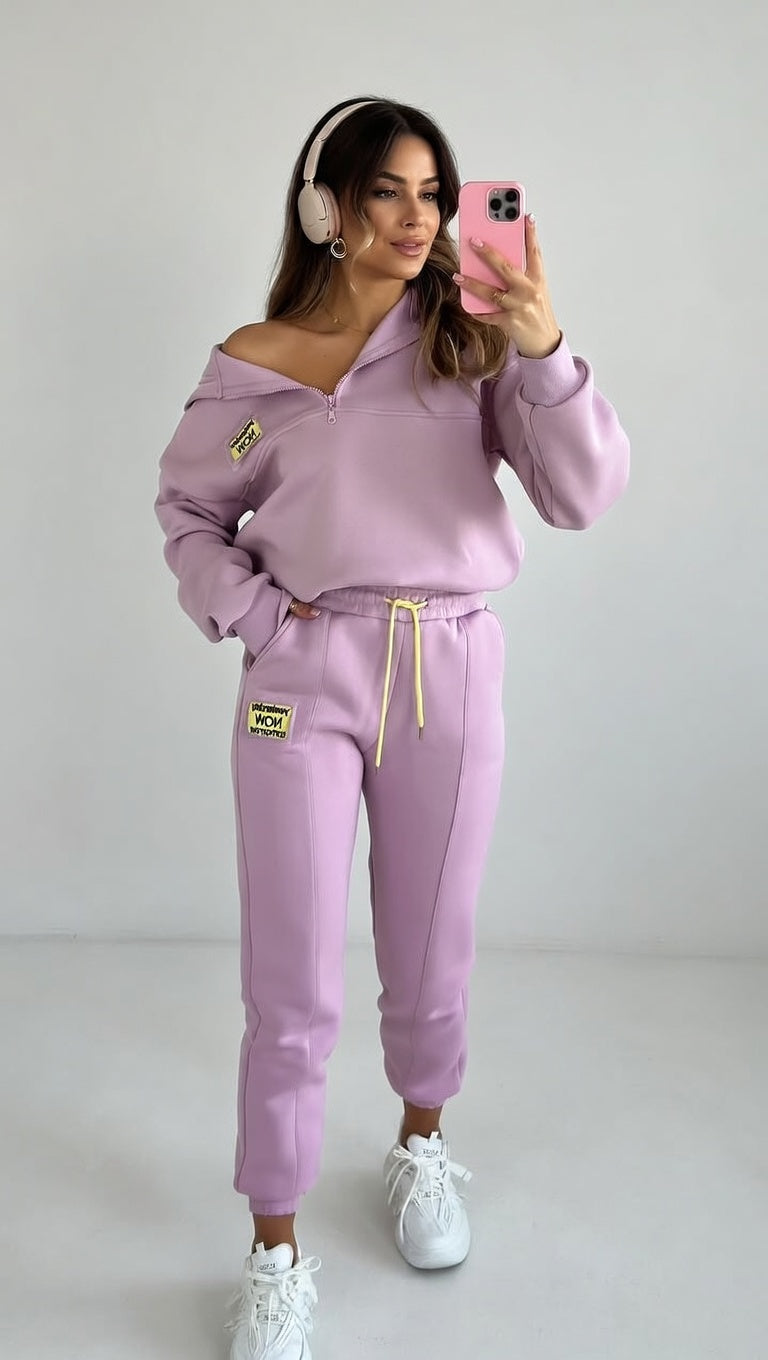 Pastelroze Lunara Comfort Joggingpak Set Dames Casual Stijl