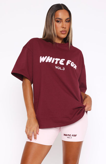 Fluweelrood Oversized Dames T-Shirt – Comfortabele Casual Pasvorm