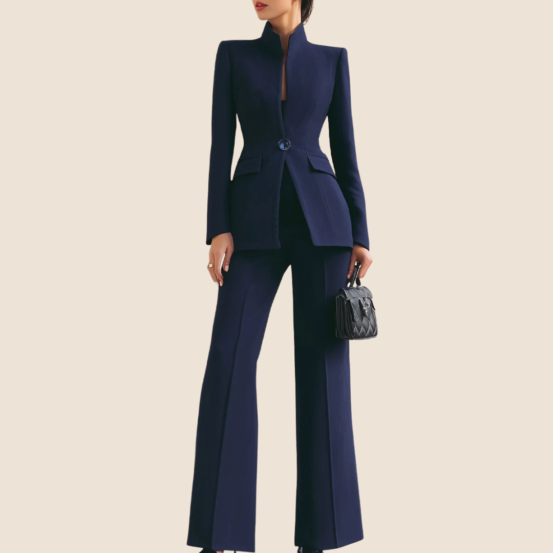 Elyra Chic Dames Pak Getailleerd Elegant Zakelijk Twee-delig Set