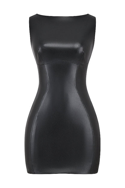 Livia Noir – Zwarte Mini Jurk in Leerlook voor Dames