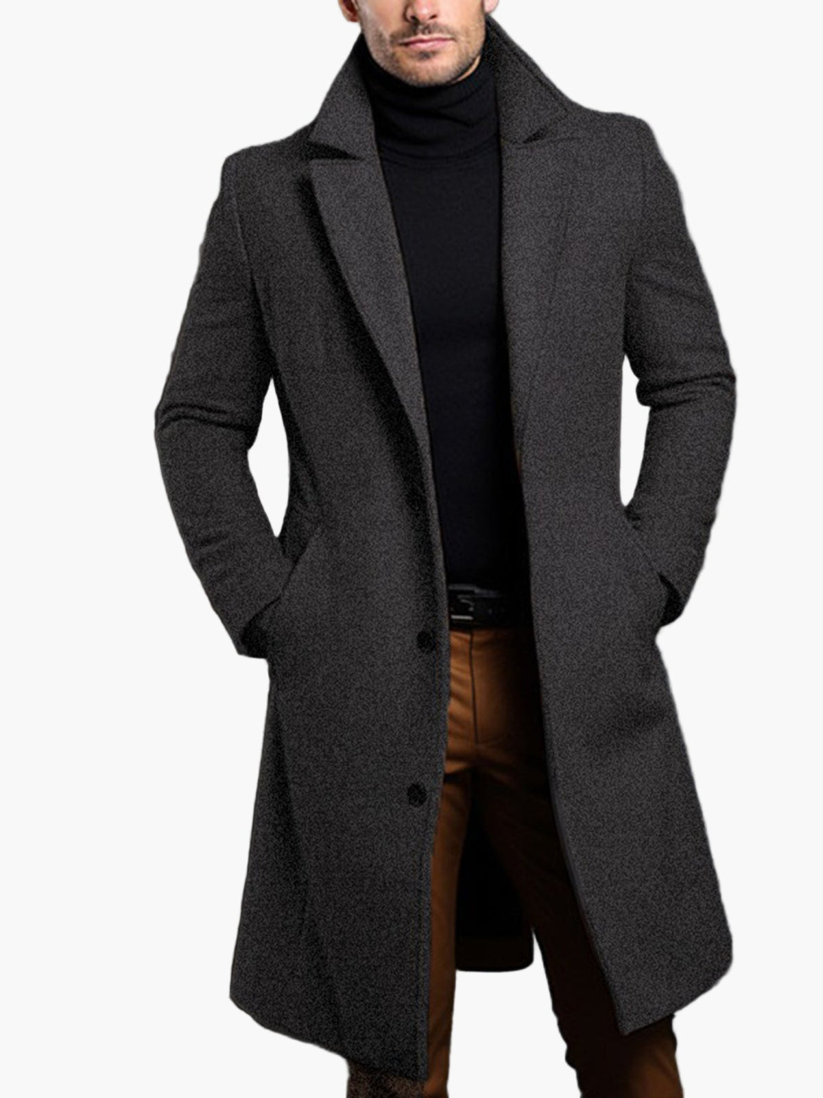 Heren Klassieke Lange Jas – Stijlvolle en Elegante Buitenkleding voor Dagelijks Gebruik en Feest