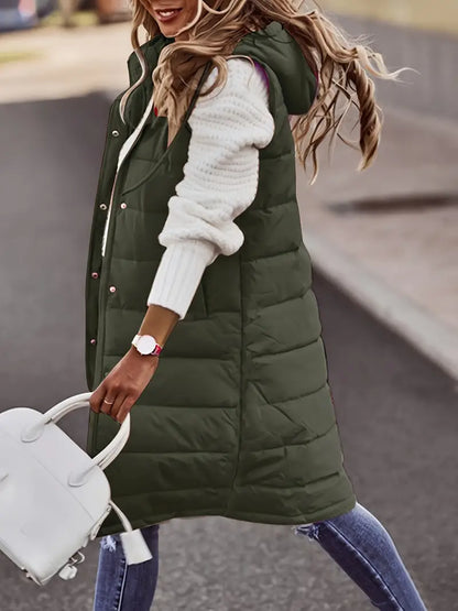 Lotte Dames Bodywarmer – Lange Gewatteerde Jas met Capuchon