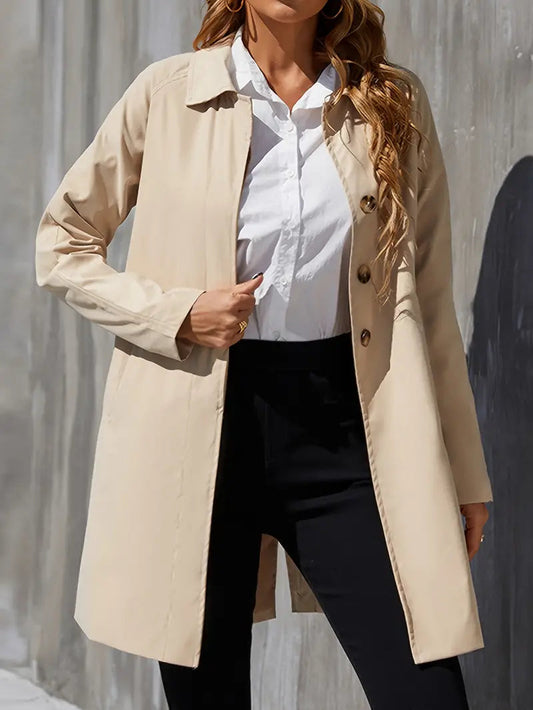 Lange Trenchcoat met Ceintuur en Knopen voor de Herfst