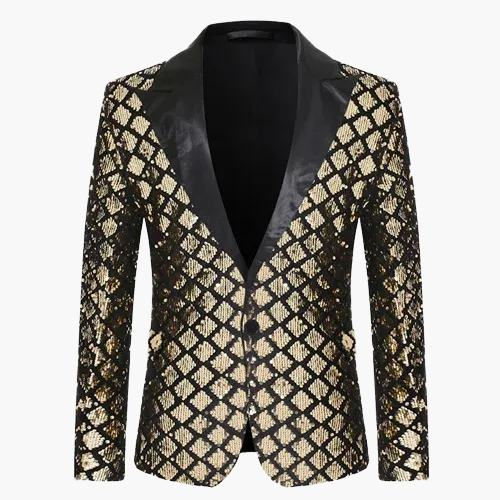 Heren Elegante Feestjacket Pailletpatroon – Moderne Smokingjack voor Feest en Evenement