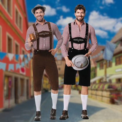 Heren 3-Delig Oktoberfest Kostuum met Bretels en Borduurdetails