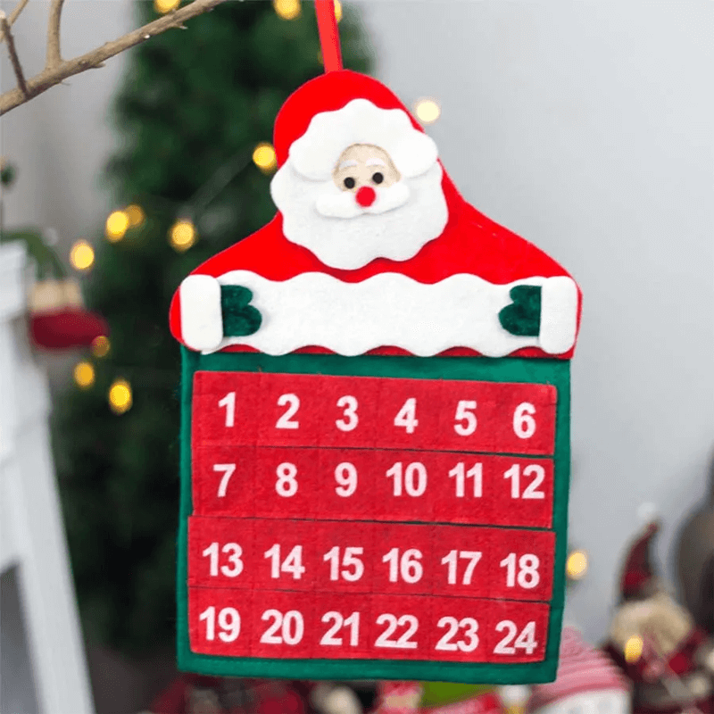 Aftelling Kerst Adventskalender van Stof - Kerstman 24 Dagen