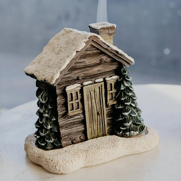Winterhuisje Wierookhouder – Rustieke Decoratie voor Geurige Sfeer