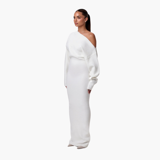 Dames Off-Shoulder Gebreide Maxijurk voor Avond