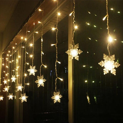 Sneeuwvlokgloed – LED Gordijnverlichting met Sneeuwvlokken in 4 Kleuren