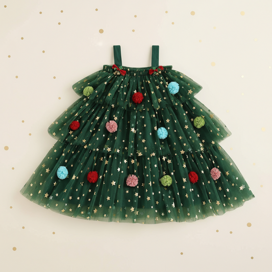 Meisjes Kerstjurk met Glans, Pailletten en Tule – Maat 80-140