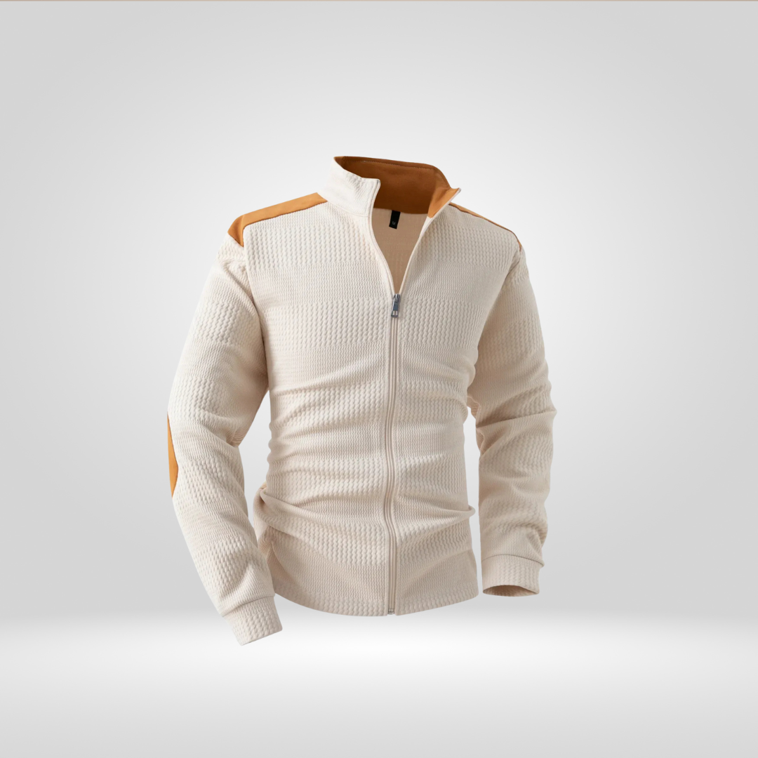 Heren Gebreid Vest – Jacquard Patroon met Borduursels en Rits