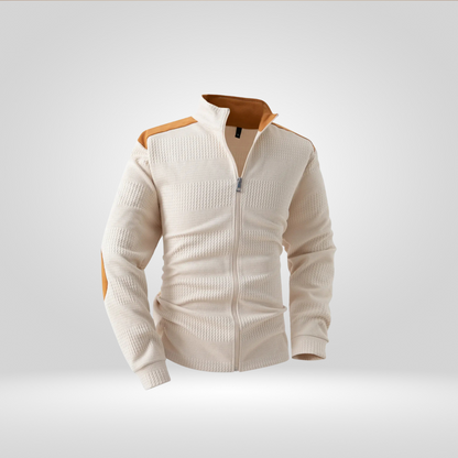 Heren Gebreid Vest – Jacquard Patroon met Borduursels en Rits