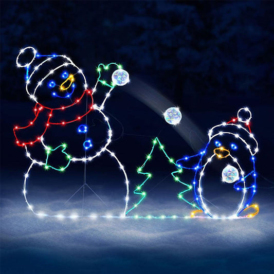 WinterSpektakel Verlichte Sneeuwpop en Pinguïn met 195 LED