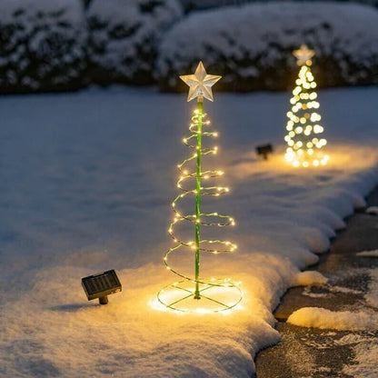 Zonne-energie LED Metaal Kerstboom met Lichtslangen