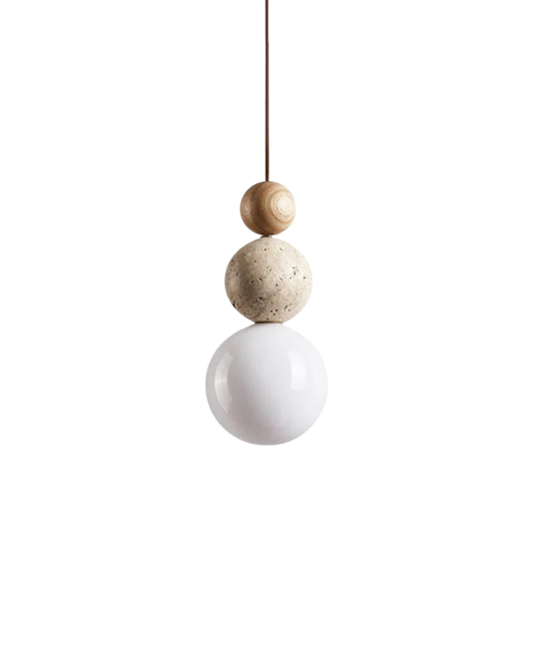 Sereen Houten Hanglamp – Japandi Design met Glazen Bol