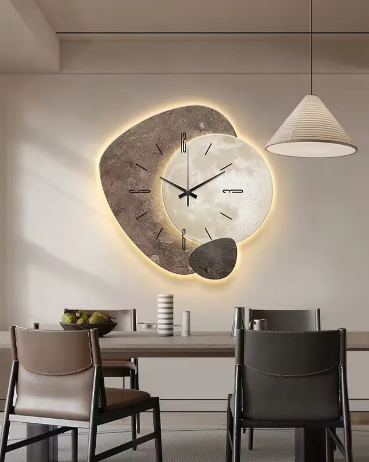 Maanlicht Wandklok – Japandi Design voor Modern Interieur