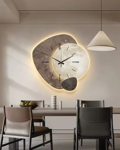 Maanlicht Wandklok – Japandi Design voor Modern Interieur