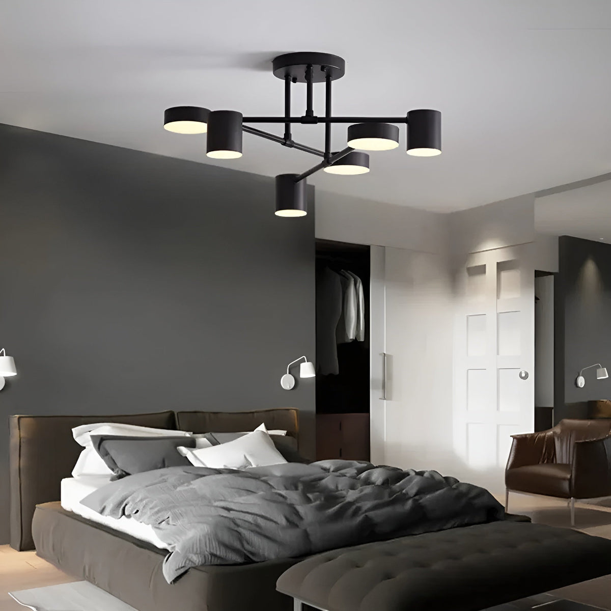 LED Plafondlamp met 6 Lichtarmen – Dimbare Moderne Plafondverlichting