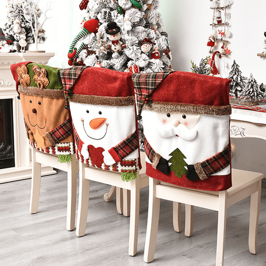 Noa Kerst Stoelhoezen – 3-delige Set met Feestelijke Kerstfiguren