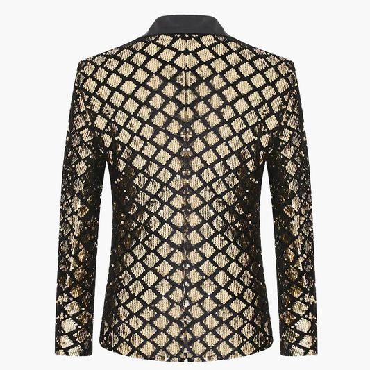 Heren Elegante Feestjacket Pailletpatroon – Moderne Smokingjack voor Feest en Evenement