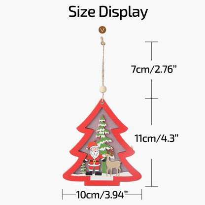Kersthoutje – Houten Kerstornament Warm Wit met Ophangkoord