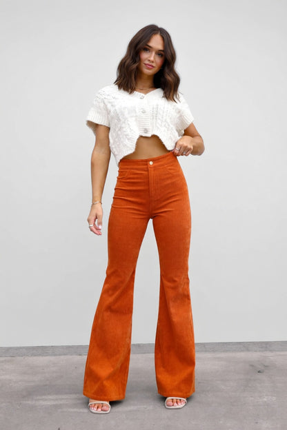 Novalyn Dames Flared Broek met Hoge Taille en Trekband