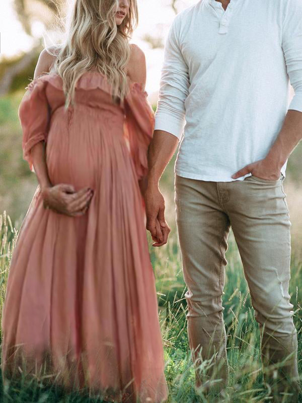 ZomerPracht Zwangerschapsjurk met Off-Shoulder Halslijn voor Dames