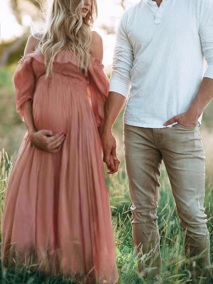 ZomerPracht Zwangerschapsjurk met Off-Shoulder Halslijn voor Dames