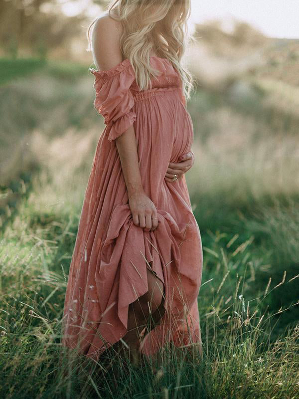 ZomerPracht Zwangerschapsjurk met Off-Shoulder Halslijn voor Dames