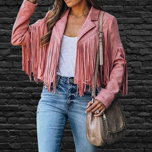 Tamara – Slim-fit lange mouw franje Jack