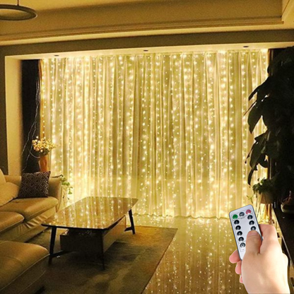 Elegante LED Lichtgordijn – afstandsbediening met timer en 8 lichtstanden