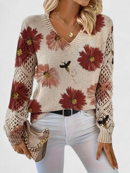 LavendelBloesem Elegante Dames Cardigan Bloemen V-hals Vest Comfort
