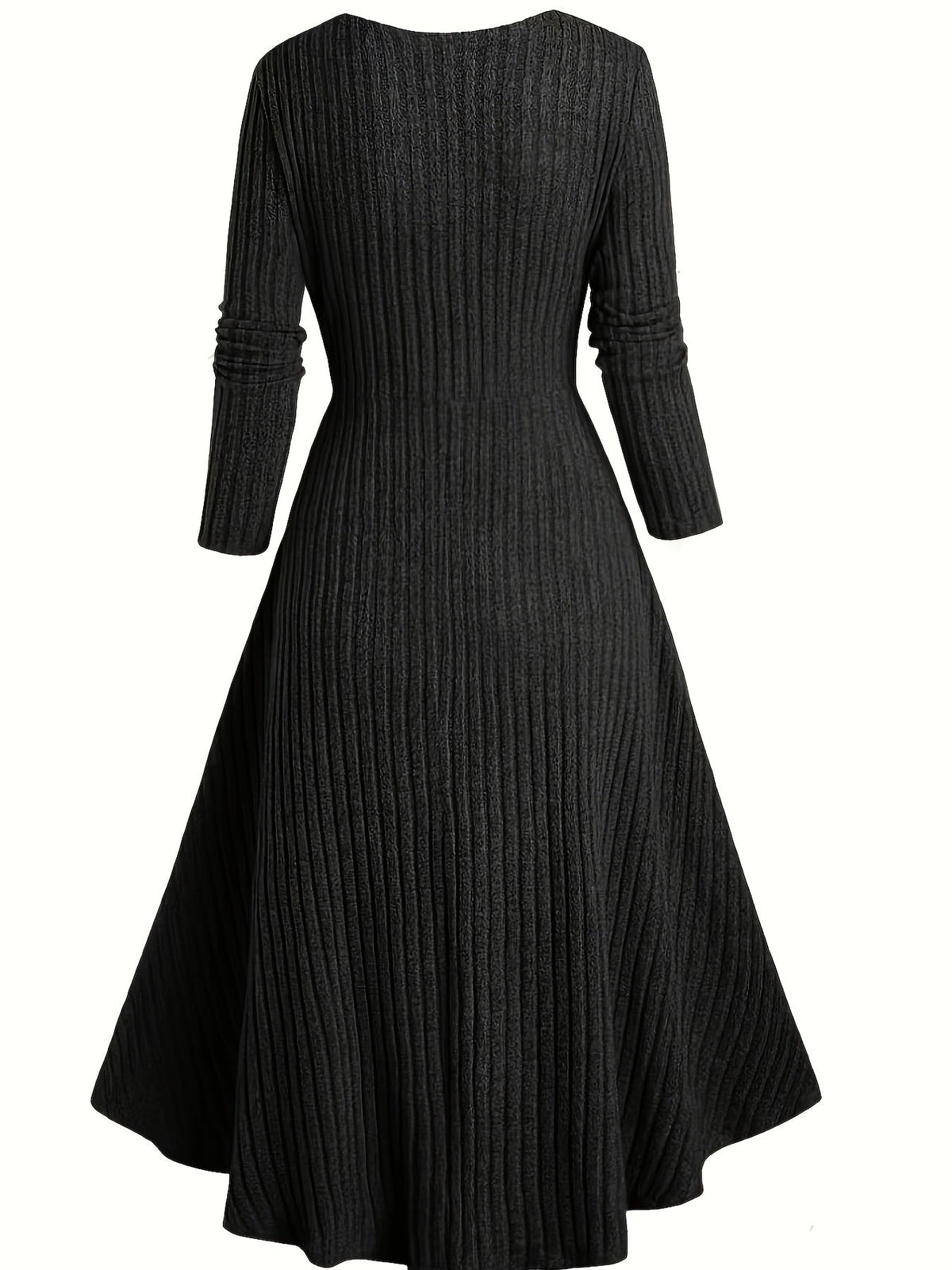 Geribbelde cardigan en jurkset met winterpatroon, lange model, riem