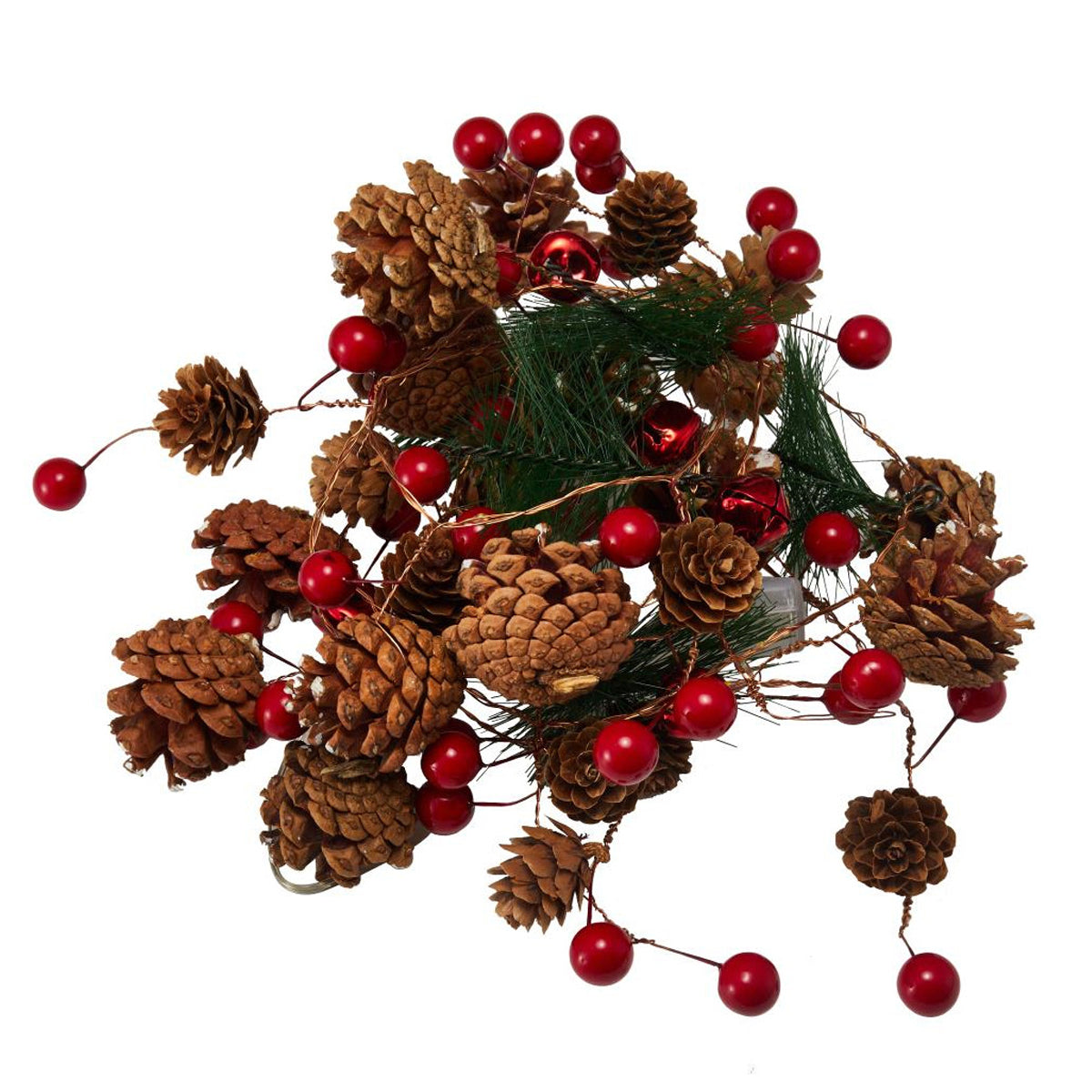 Dennerust LED Kerstlichtslinger met Dennenappels voor Binnen en Buiten