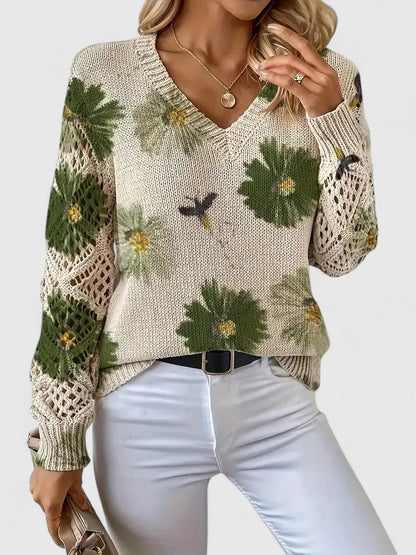 LavendelBloesem Elegante Dames Cardigan Bloemen V-hals Vest Comfort