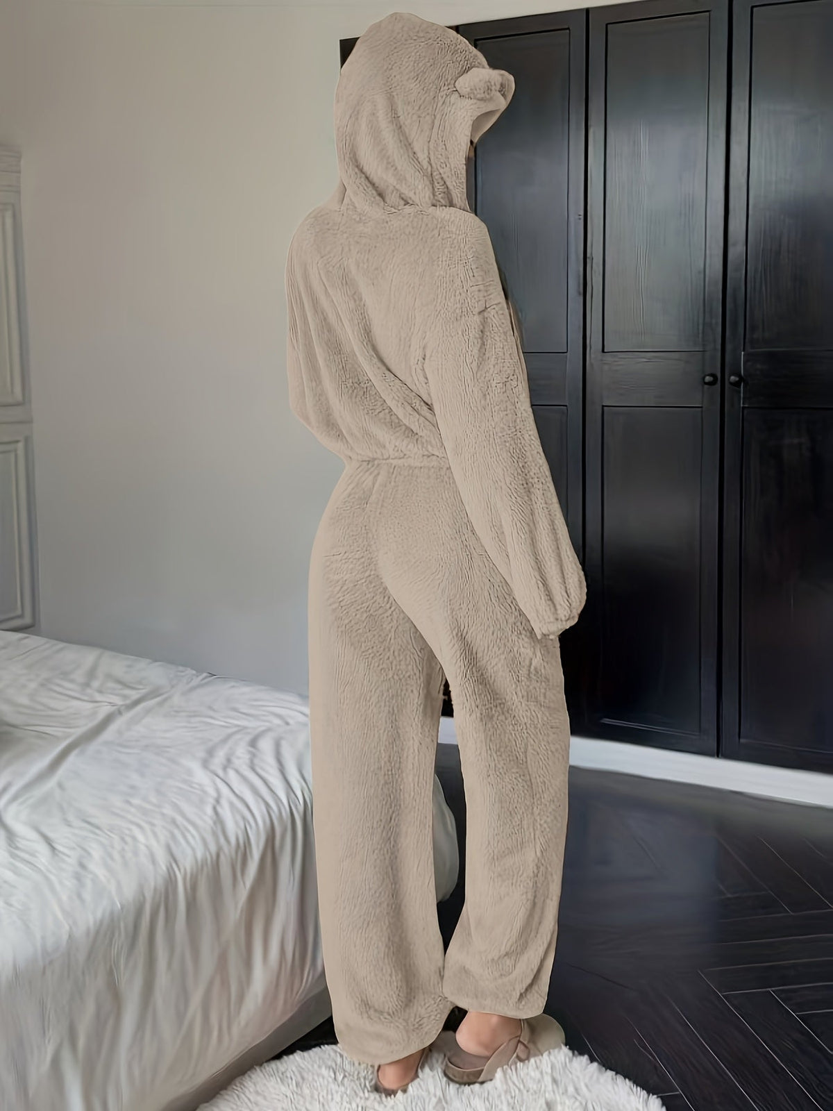 Dames Loungewear Set 2-Delig – Hoodie met Berenoren en Broek