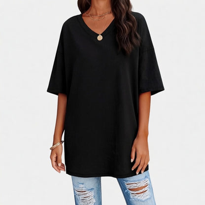 Evelien Top – Comfortabele Katoenen Dames Top met V-hals