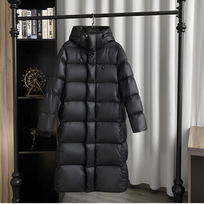 Lotte Dames Lange Winterjas met Capuchon en Ritszakken