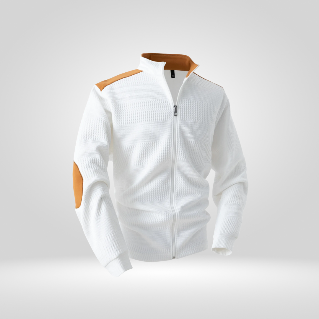 Heren Gebreid Vest – Jacquard Patroon met Borduursels en Rits